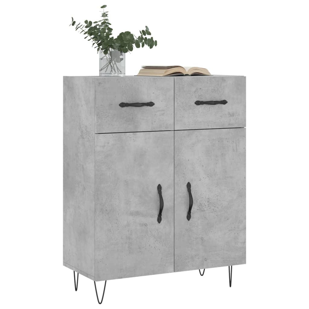 vidaXL Buffet gris béton 69,5x34x90 cm bois d'ingénierie