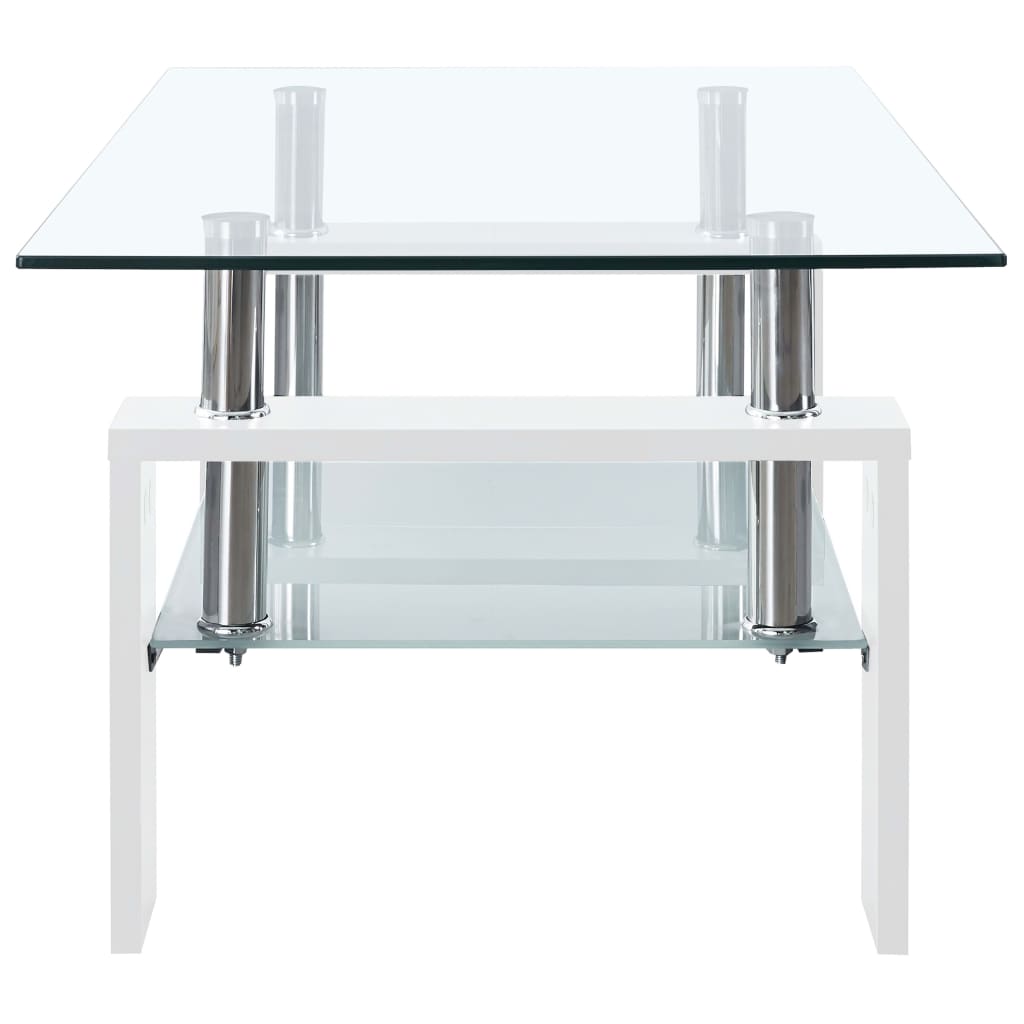 vidaXL Table basse Blanc et transparent 95x55x40 cm Verre trempé