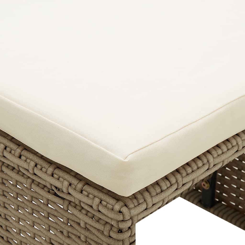 vidaXL Tabourets de jardin lot de 4 avec coussins Résine tressée Beige