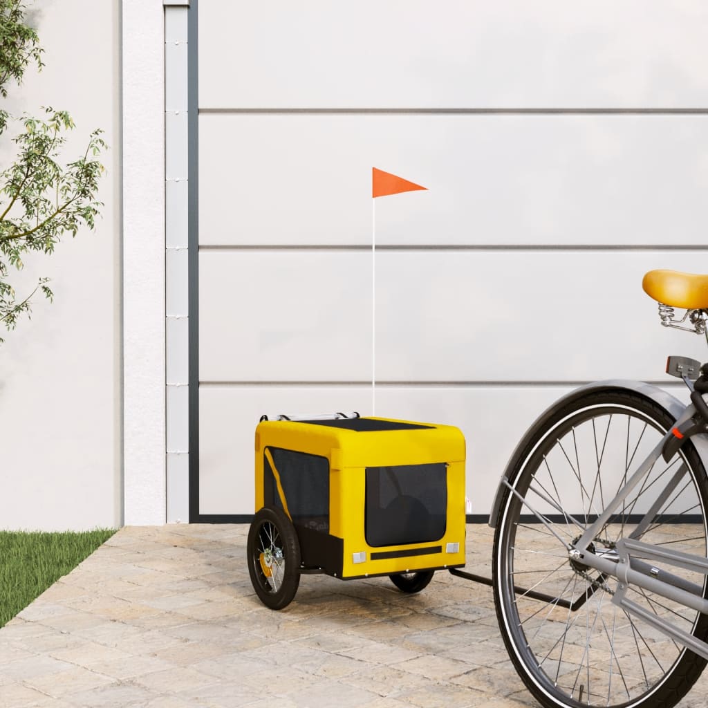 vidaXL Remorque de vélo pour animaux de compagnie jaune et noir