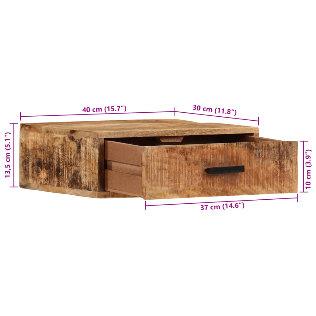 vidaXL Table de chevet murale 40x30x13,5 cm bois de manguier massif