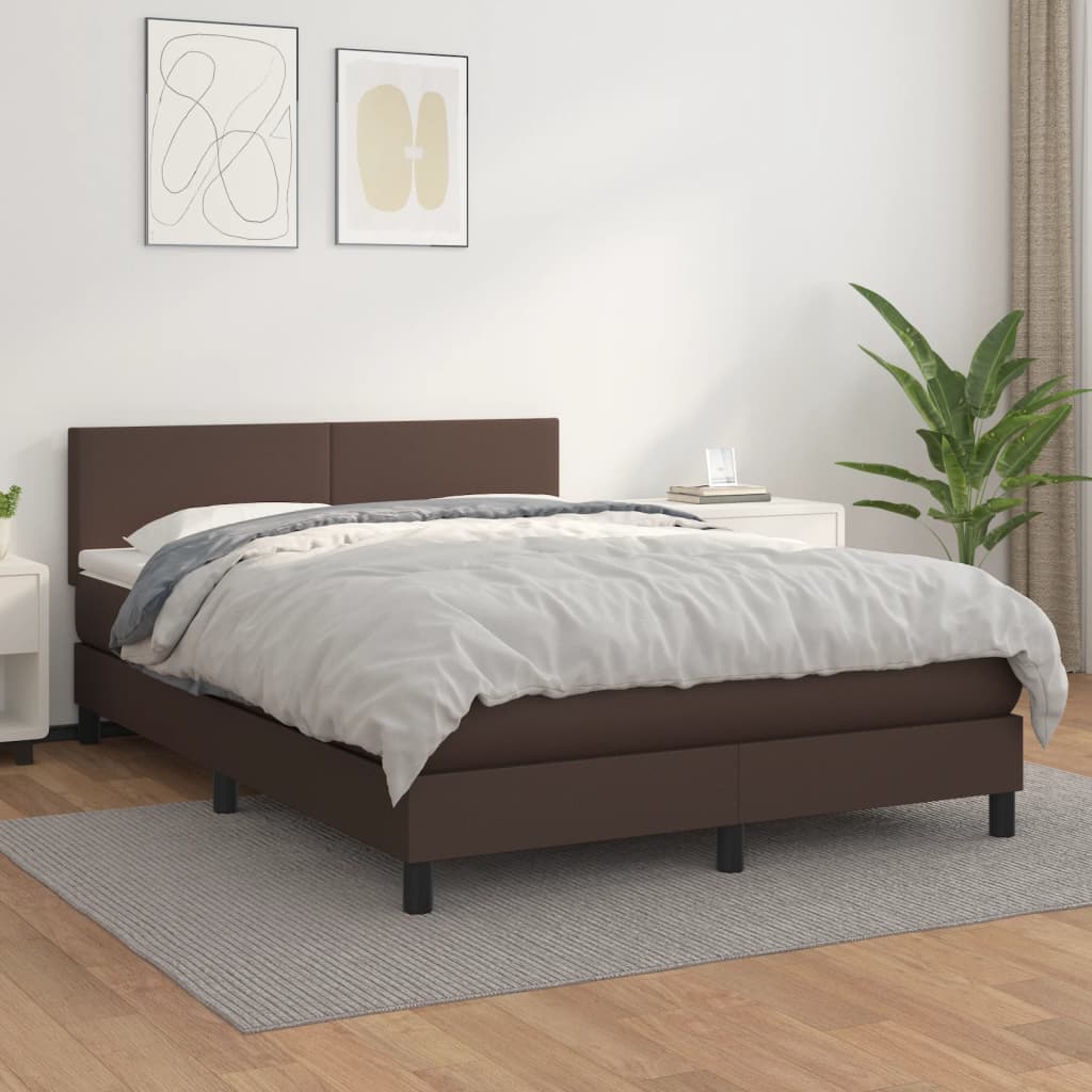 vidaXL Sommier à lattes de lit avec matelas Marron 140x200 cm