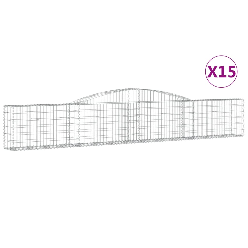 vidaXL Paniers à gabions arqués 15 pcs 400x30x60/80 cm Fer galvanisé