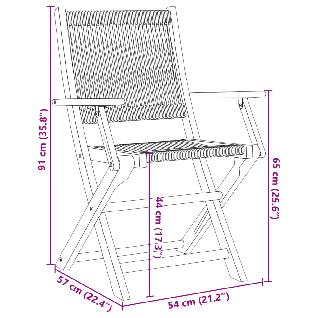 vidaXL Chaises de jardin lot de 2 noir bois d'acacia et polypropylène