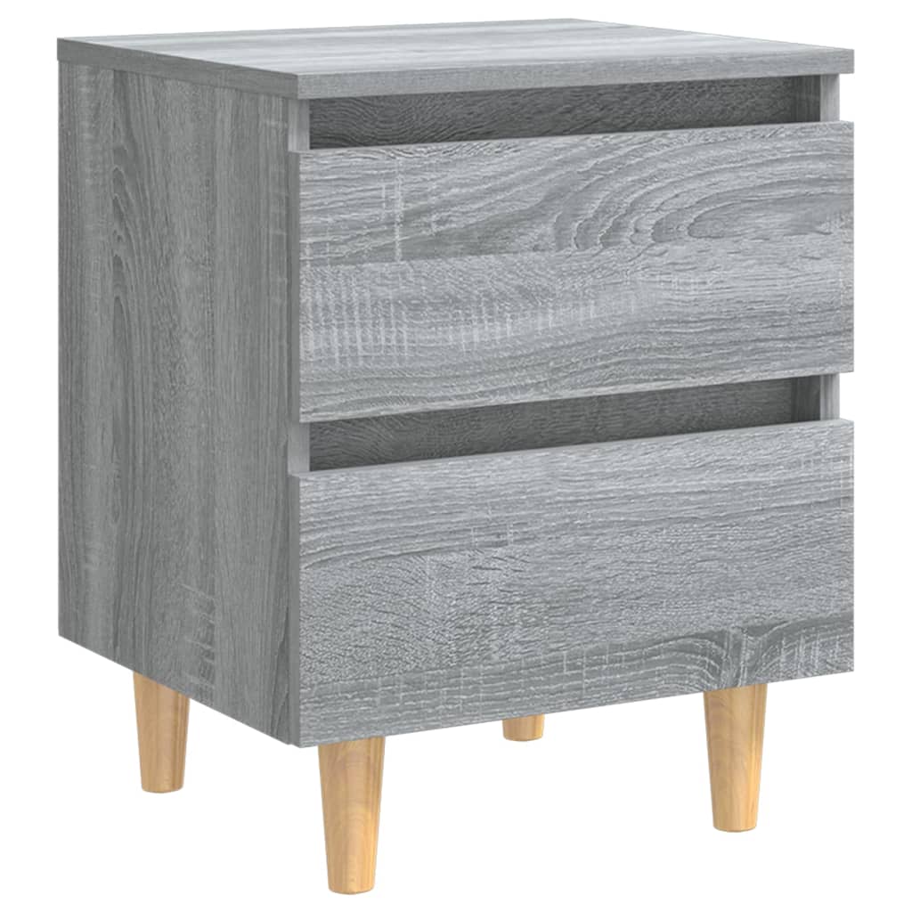 vidaXL Table de chevet avec pieds en bois Sonoma gris 40x35x50 cm
