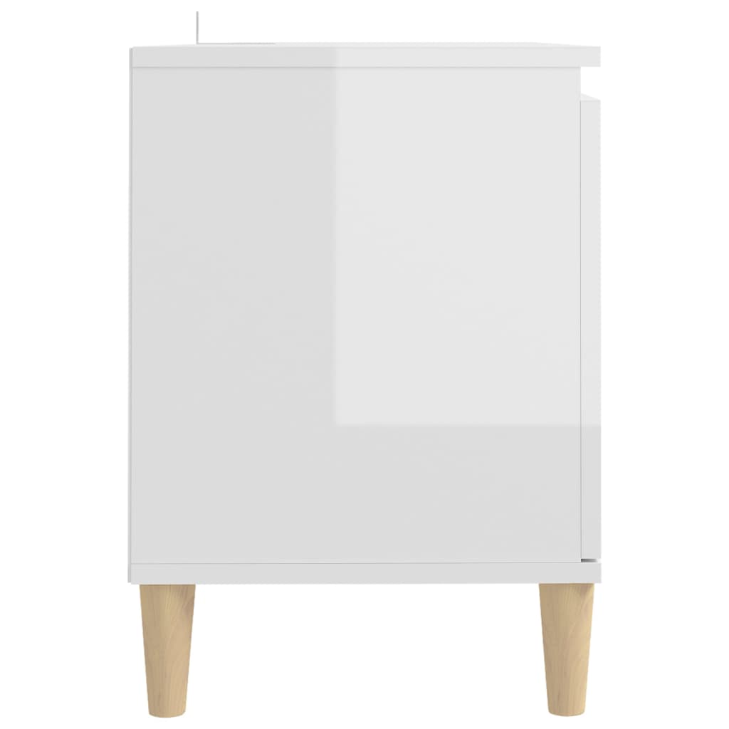vidaXL Meuble TV avec pieds en bois Blanc brillant 103,5x35x50 cm