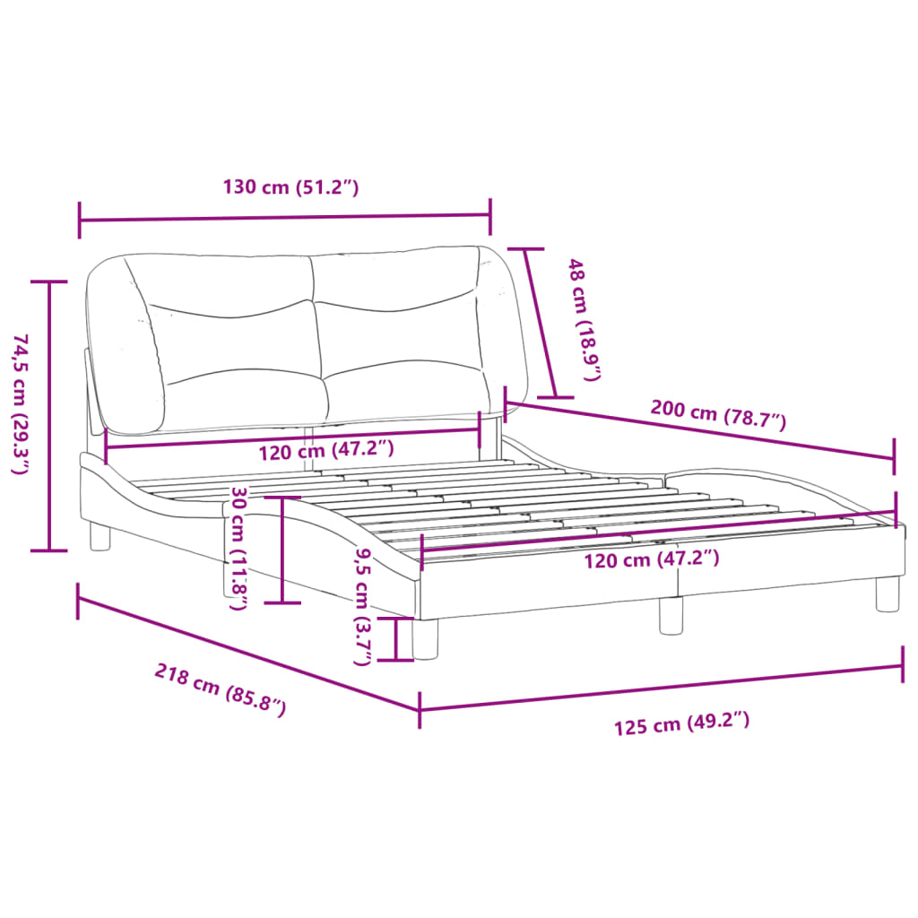 vidaXL Cadre de lit sans matelas blanc 120x200 cm similicuir