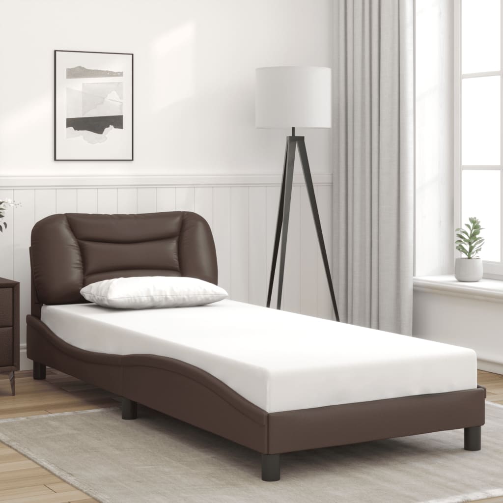 vidaXL Cadre de lit avec lumières LED marron 80x200 cm similicuir