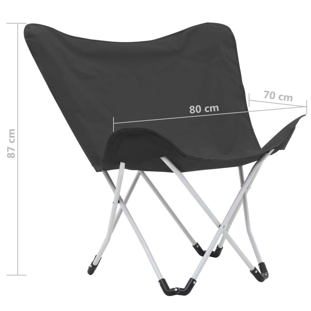 vidaXL Chaise de camping pliable Forme de papillon 2 pcs Noir