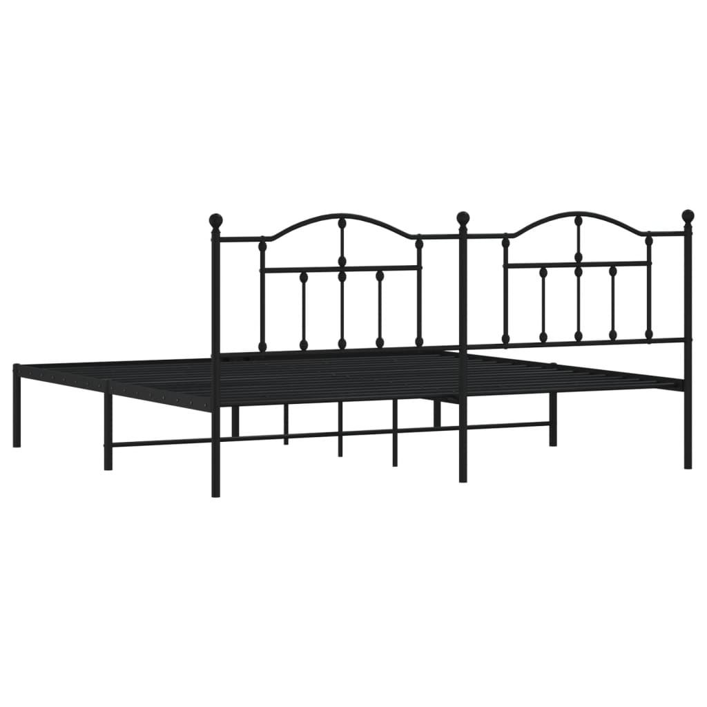 vidaXL Cadre de lit métal sans matelas avec tête de lit noir 193x203cm