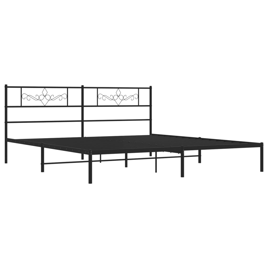 vidaXL Cadre de lit métal sans matelas avec tête de lit noir 193x203cm