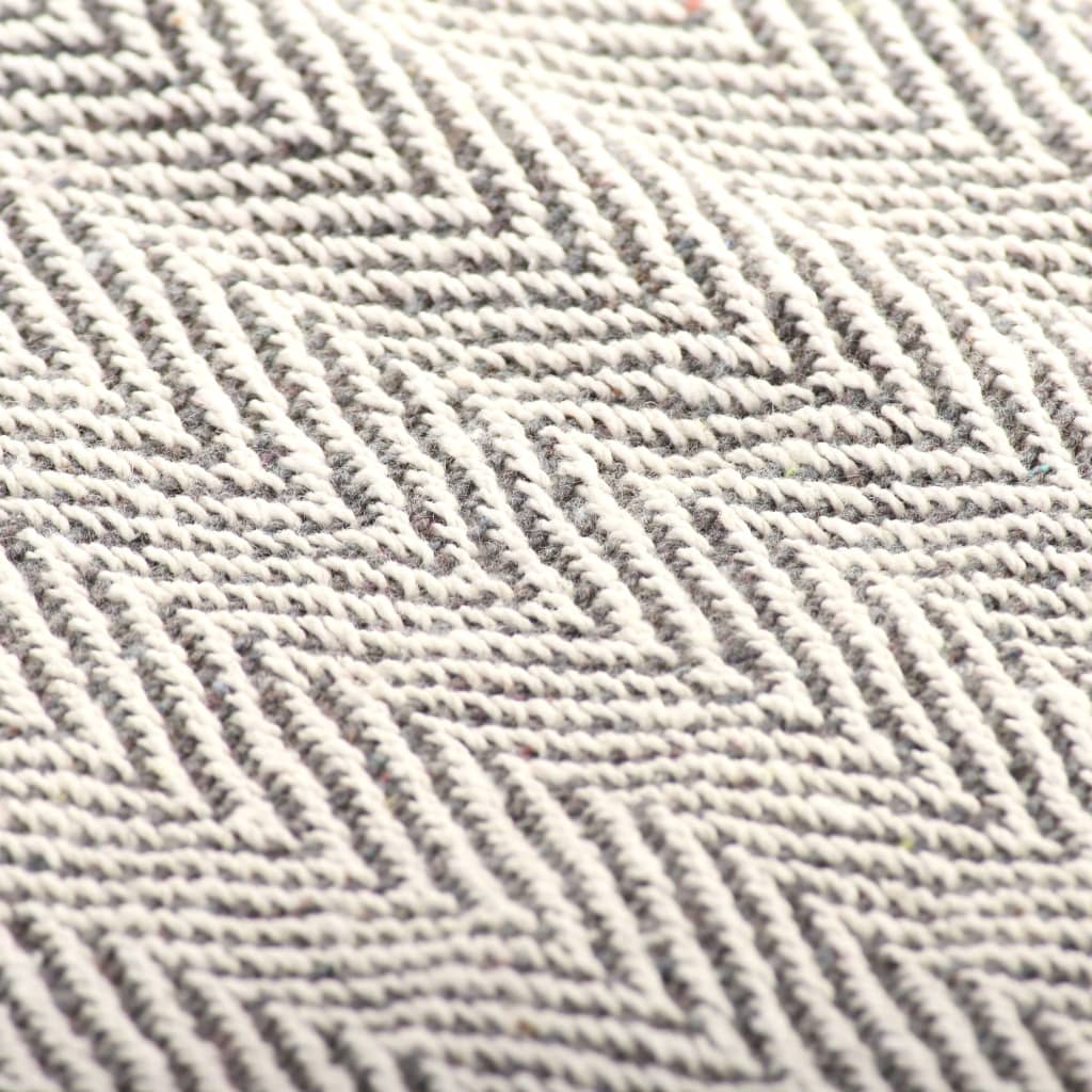 vidaXL Couverture coton à chevrons 125 x 150 cm Gris