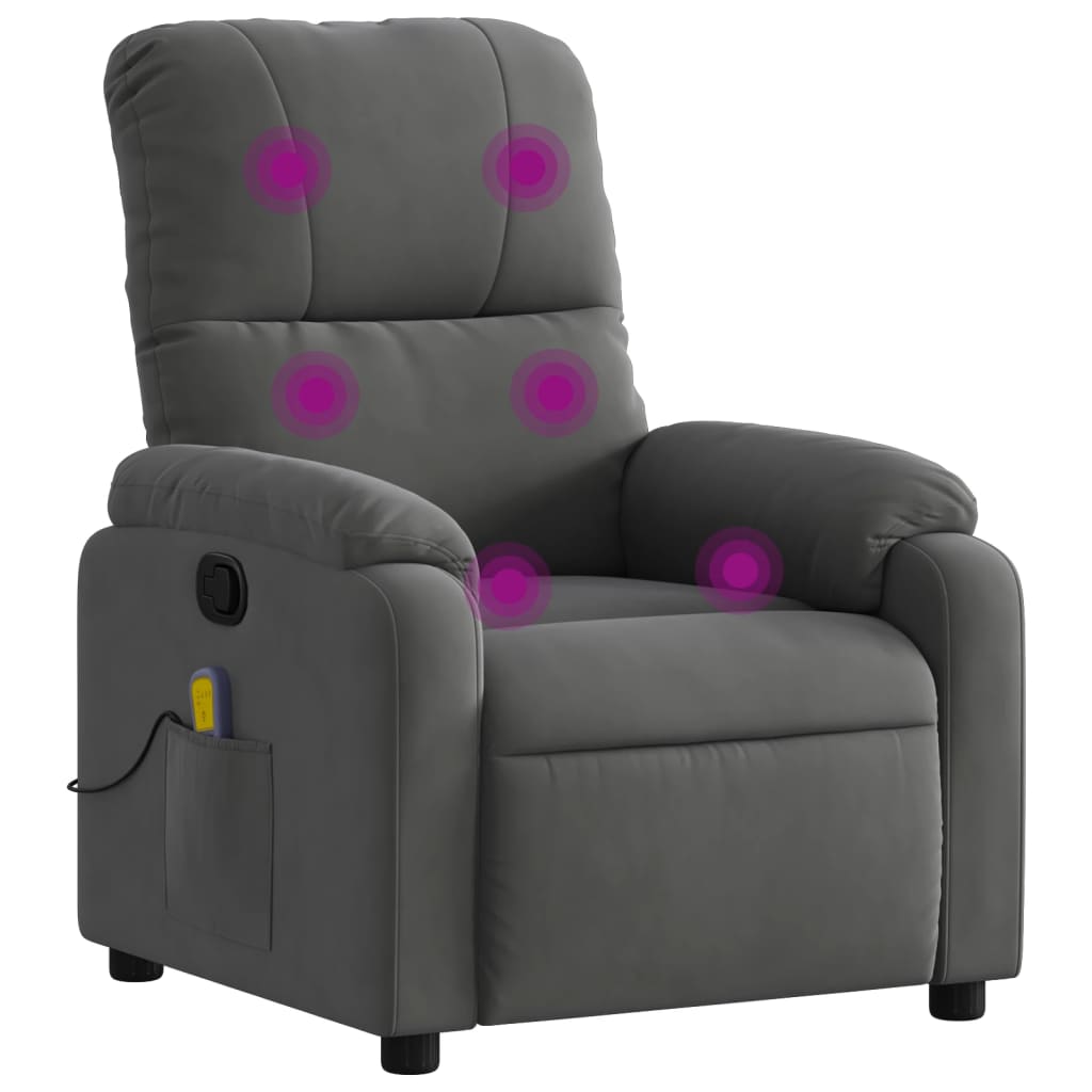 vidaXL Fauteuil inclinable de massage gris foncé tissu microfibre