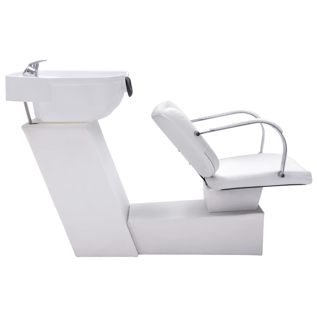 vidaXL Chaise de salon avec lavabo Blanc 137x59x82 cm Similicuir