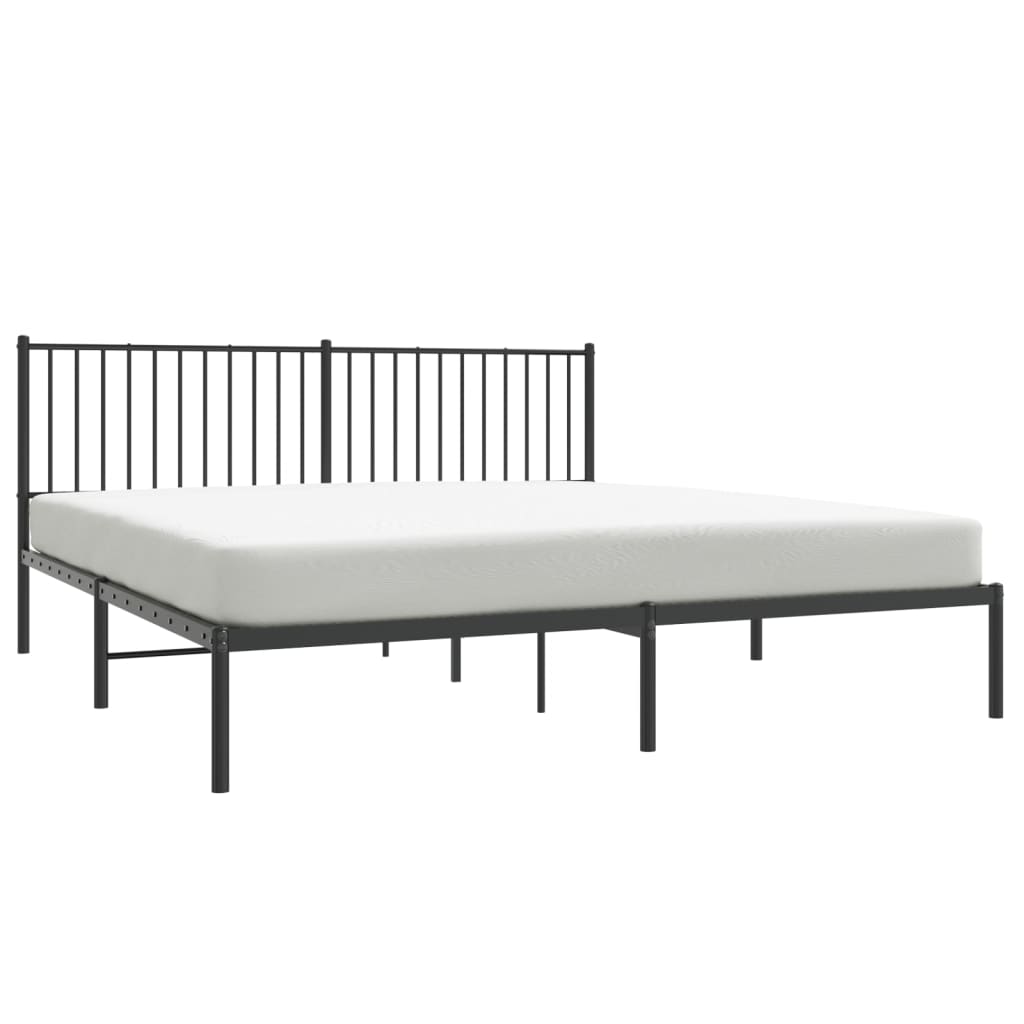 vidaXL Cadre de lit métal sans matelas et tête de lit noir 180x200 cm