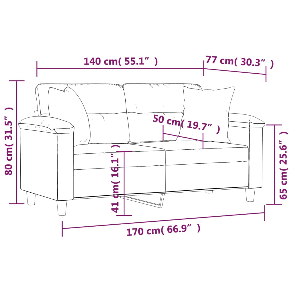 vidaXL Canapé 2 places avec oreillers cappuccino 140 cm similicuir