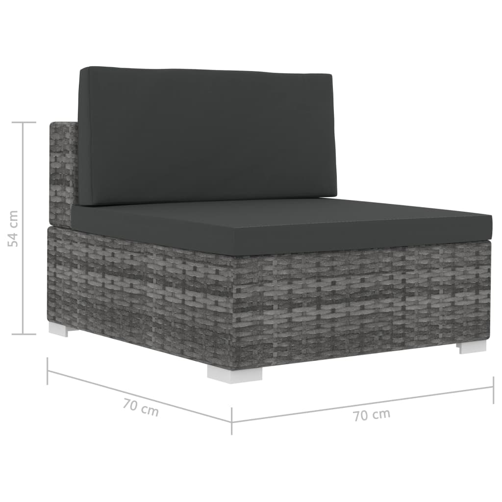 vidaXL Salon de jardin 3 pcs avec coussins Résine tressée Gris