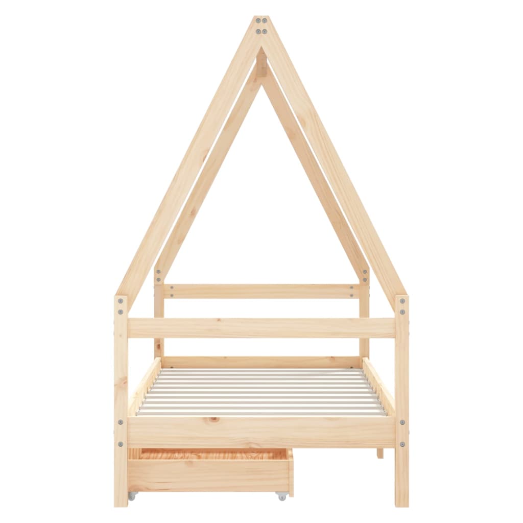 vidaXL Cadre de lit pour enfant et tiroirs 80x160cm bois de pin massif