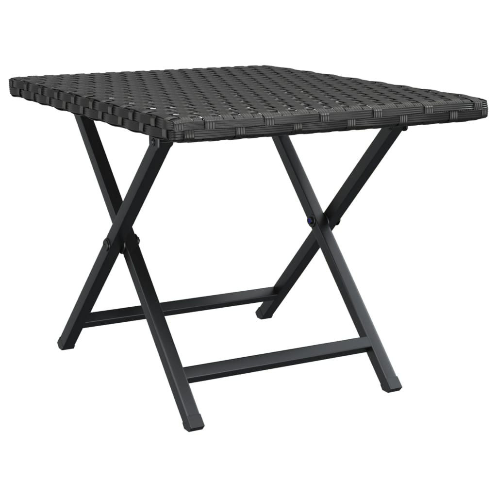 vidaXL Table pliable noir 45x35x32 cm résine tressée