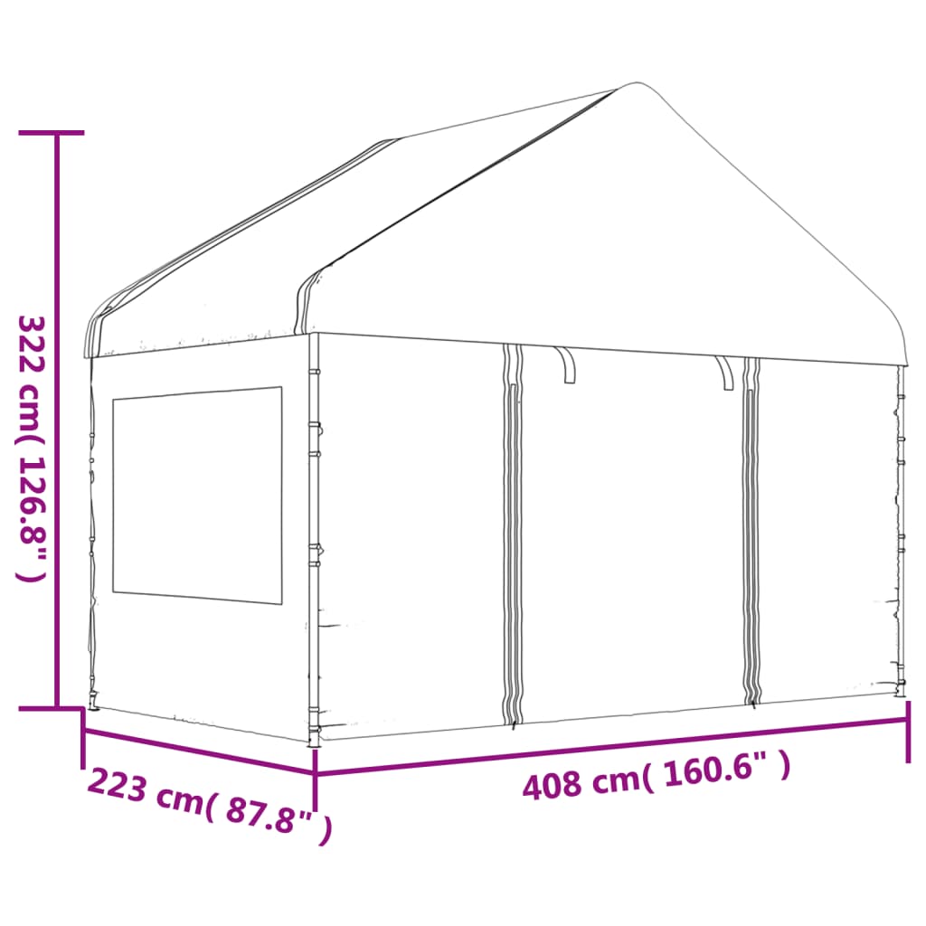 vidaXL Belvédère avec toit blanc 4,08x2,23x3,22 m polyéthylène