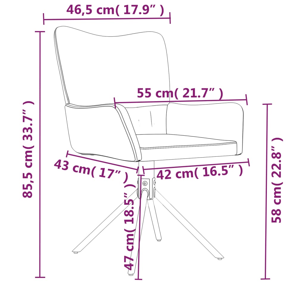 vidaXL Chaises pivotantes à manger lot de 2 Rose Velours