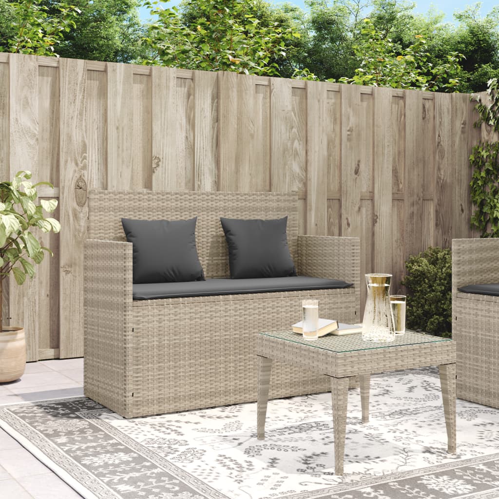 vidaXL Banc de jardin avec coussins gris clair résine tressée