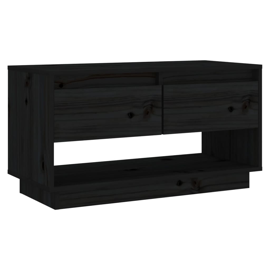 vidaXL Meuble TV Noir 74x34x40 cm Bois de pin massif