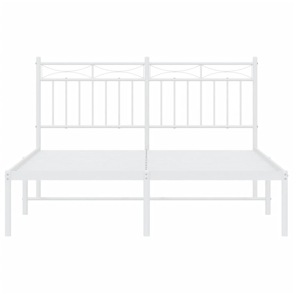 vidaXL Cadre de lit métal sans matelas et tête de lit blanc 135x190 cm