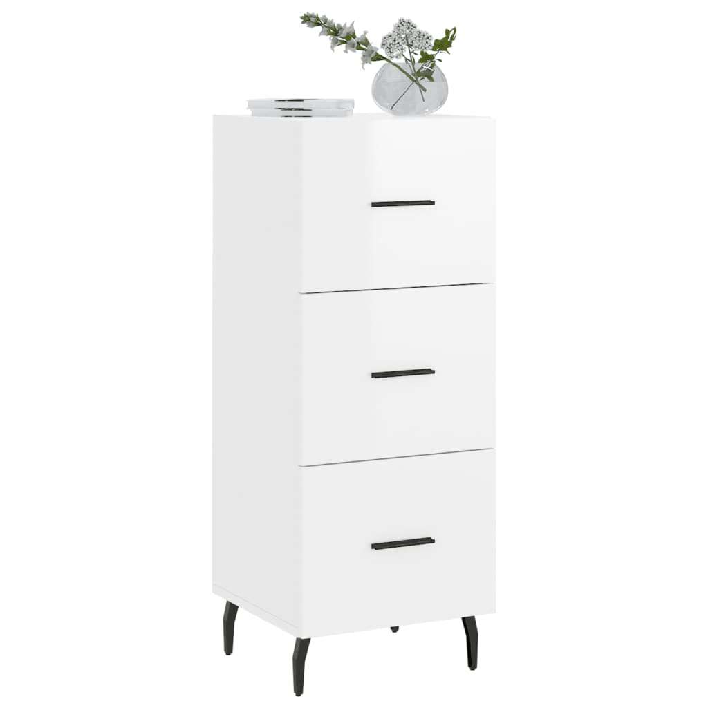 vidaXL Buffet Blanc brillant 34,5x34x90 cm Bois d'ingénierie