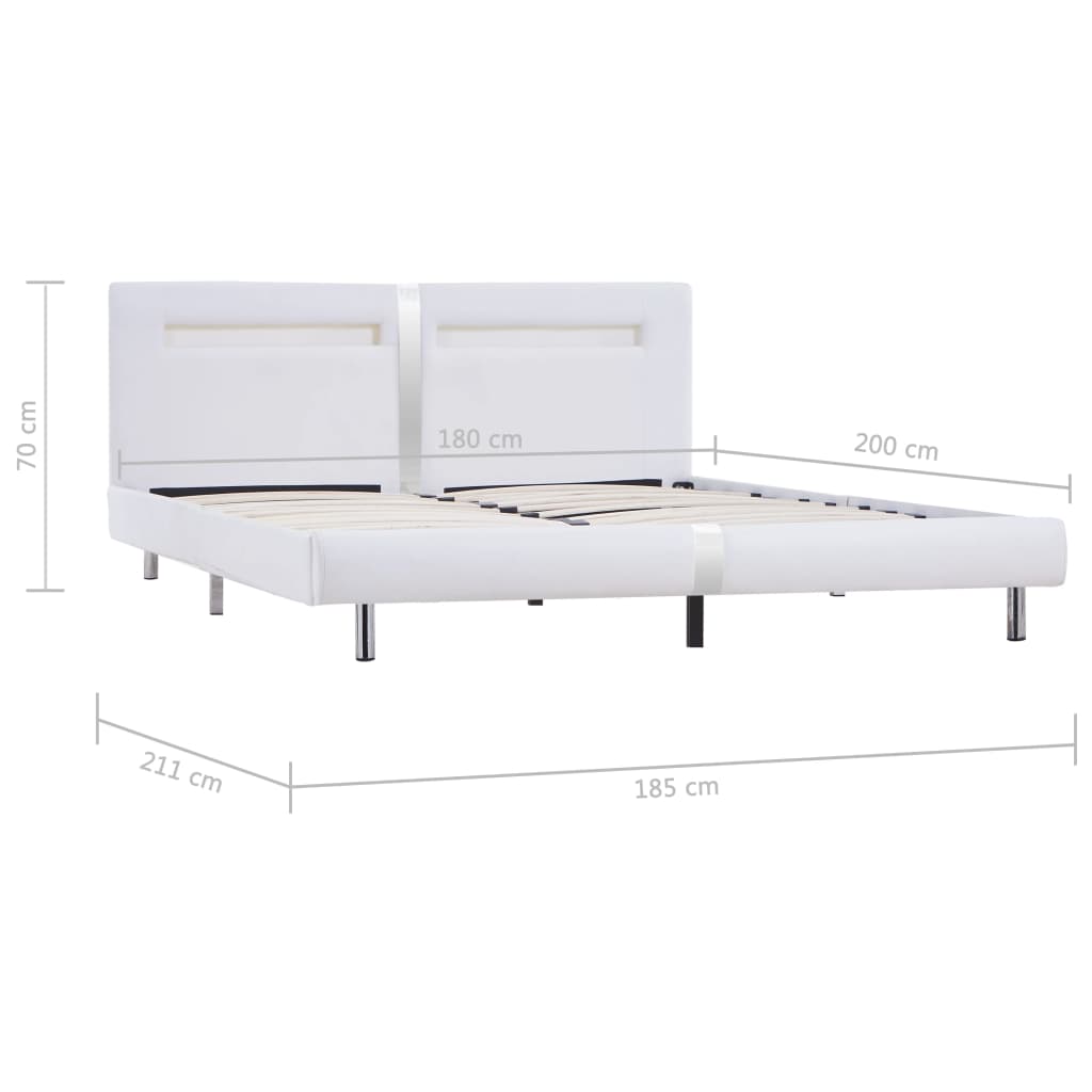 vidaXL Cadre de lit avec LED Blanc Similicuir 180x200 cm