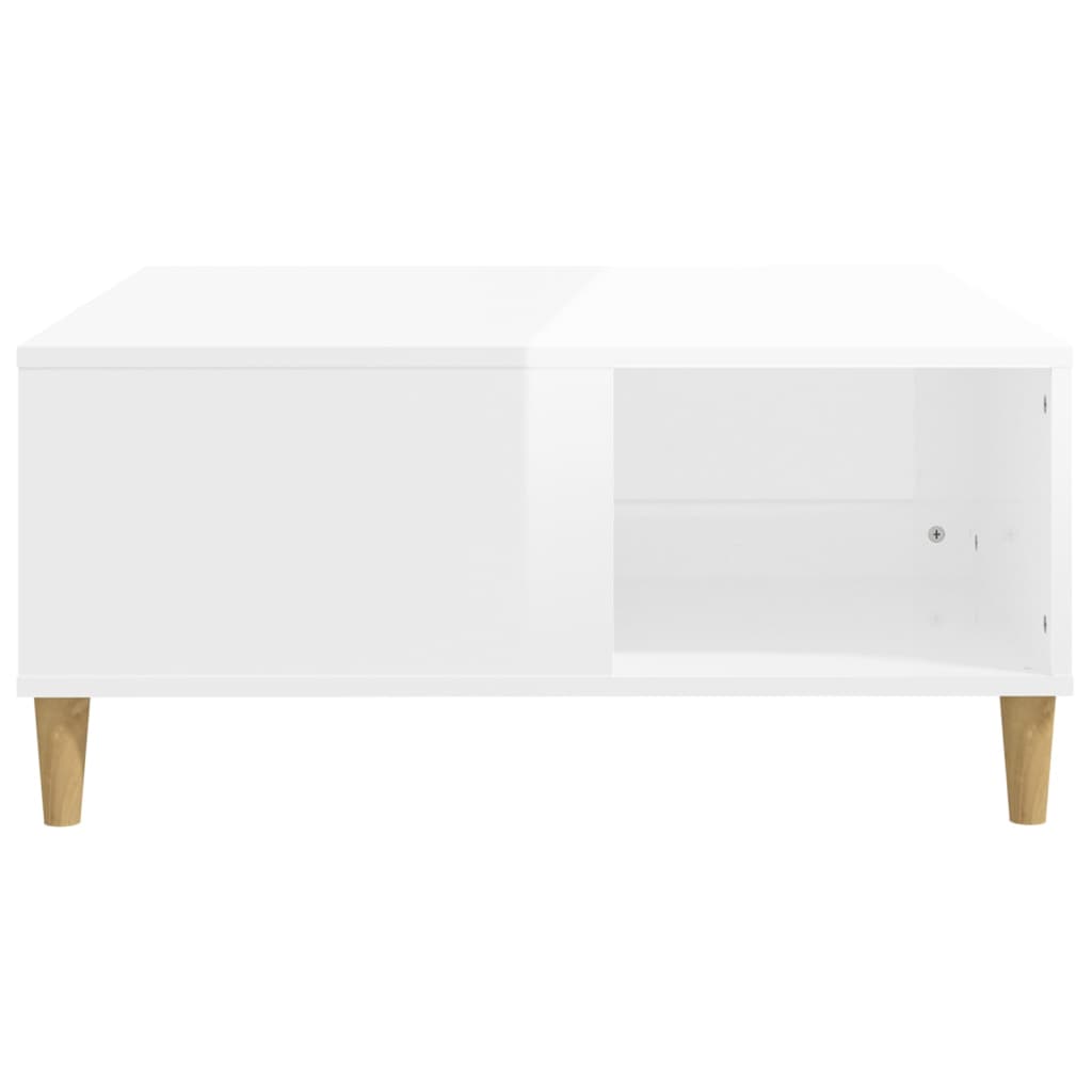 vidaXL Table basse blanc brillant 80x80x36,5 cm bois d'ingénierie