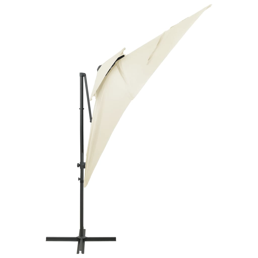 vidaXL Parasol de jardin en porte-à-faux à double toit Sable 250x250cm