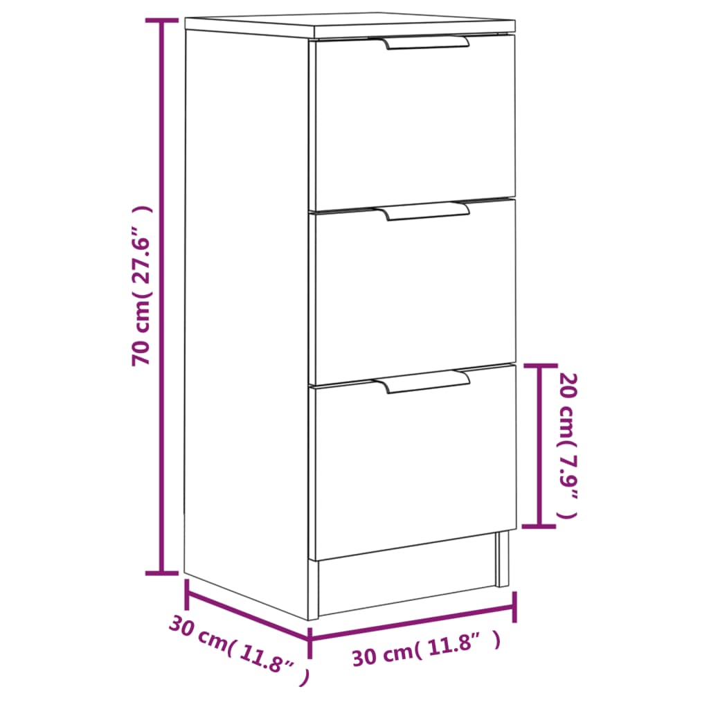 vidaXL Buffets 2 pcs chêne marron 30x30x70 cm Bois d'ingénierie