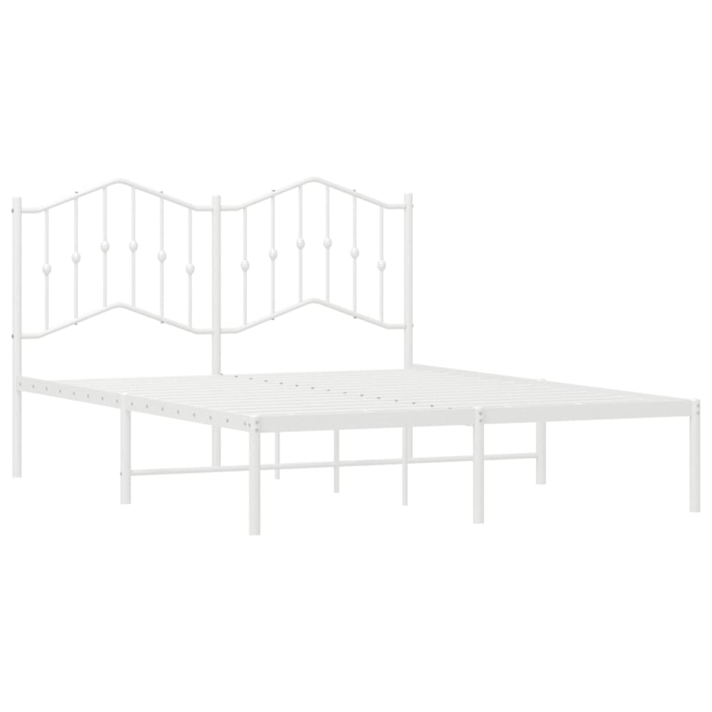 vidaXL Cadre de lit métal sans matelas et tête de lit blanc 135x190 cm