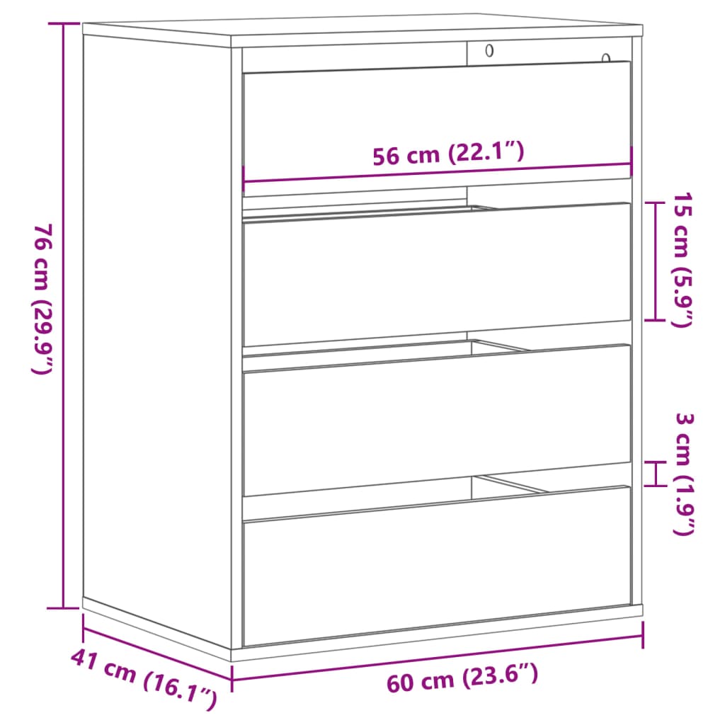 vidaXL Commode d'angle noir 60x41x76 cm bois d'ingénierie