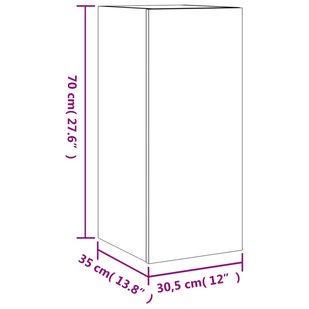 vidaXL Meuble TV mural avec lumières LED chêne sonoma 30,5x35x70 cm