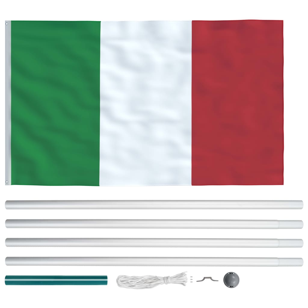 vidaXL Drapeau italien et mât en aluminium 6,2 m