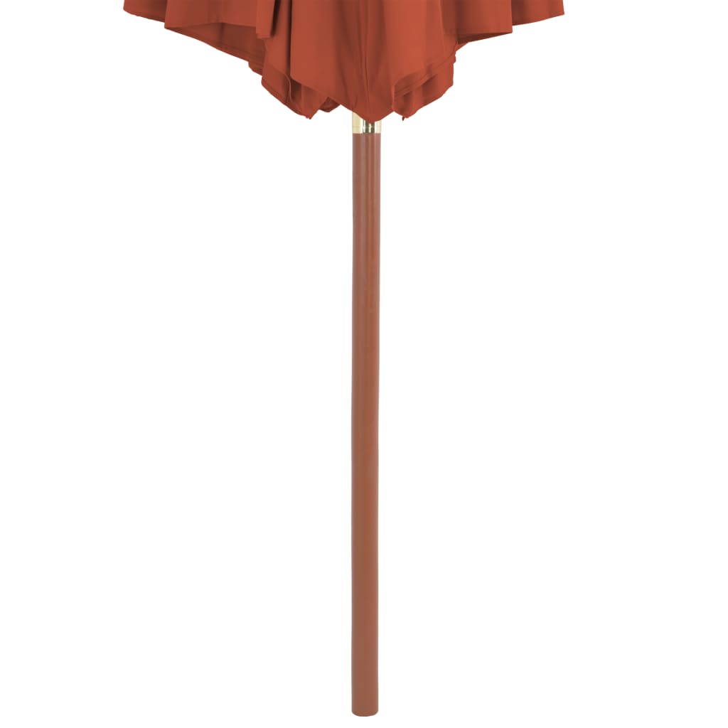 vidaXL Parasol d'extérieur avec mât en bois 300 cm Terre cuite