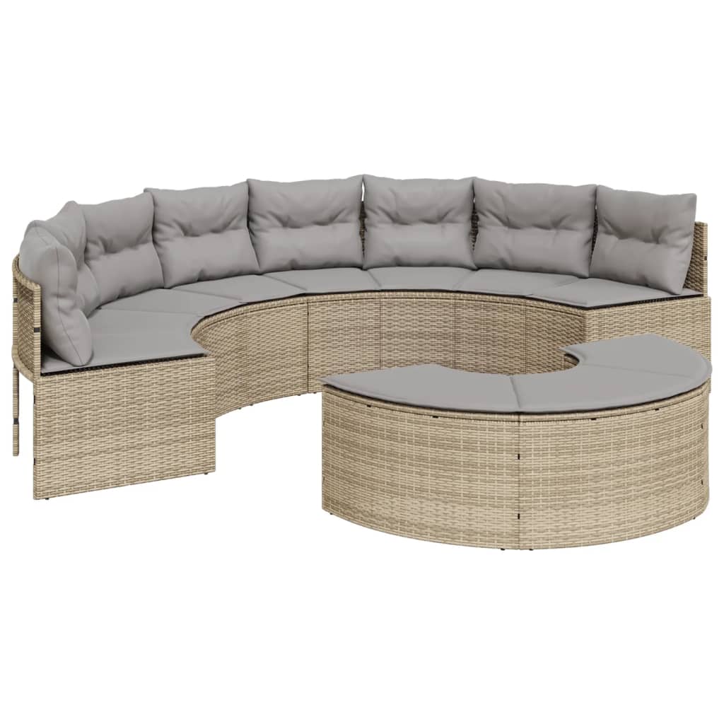 vidaXL Salon de jardin 2 pcs demi-rond beige résine tressée