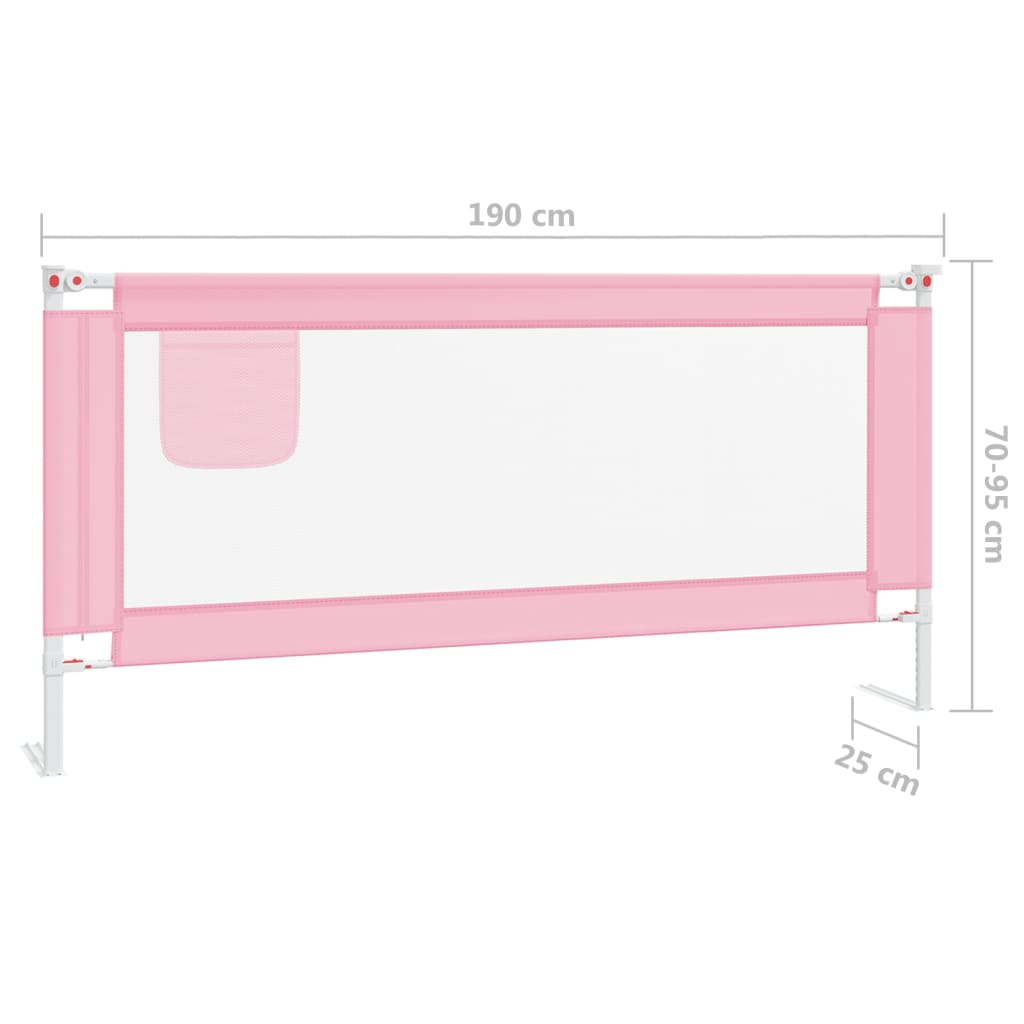 vidaXL Barrière de sécurité de lit d'enfant Rose 190x25 cm Tissu