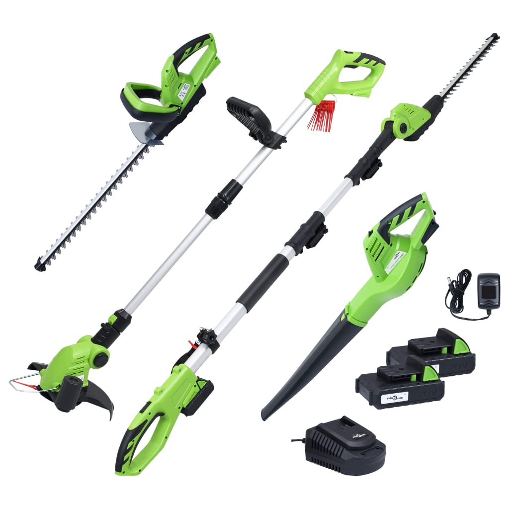 vidaXL Set outils électriques jardin sans fil 4pcs chargeurs/batteries