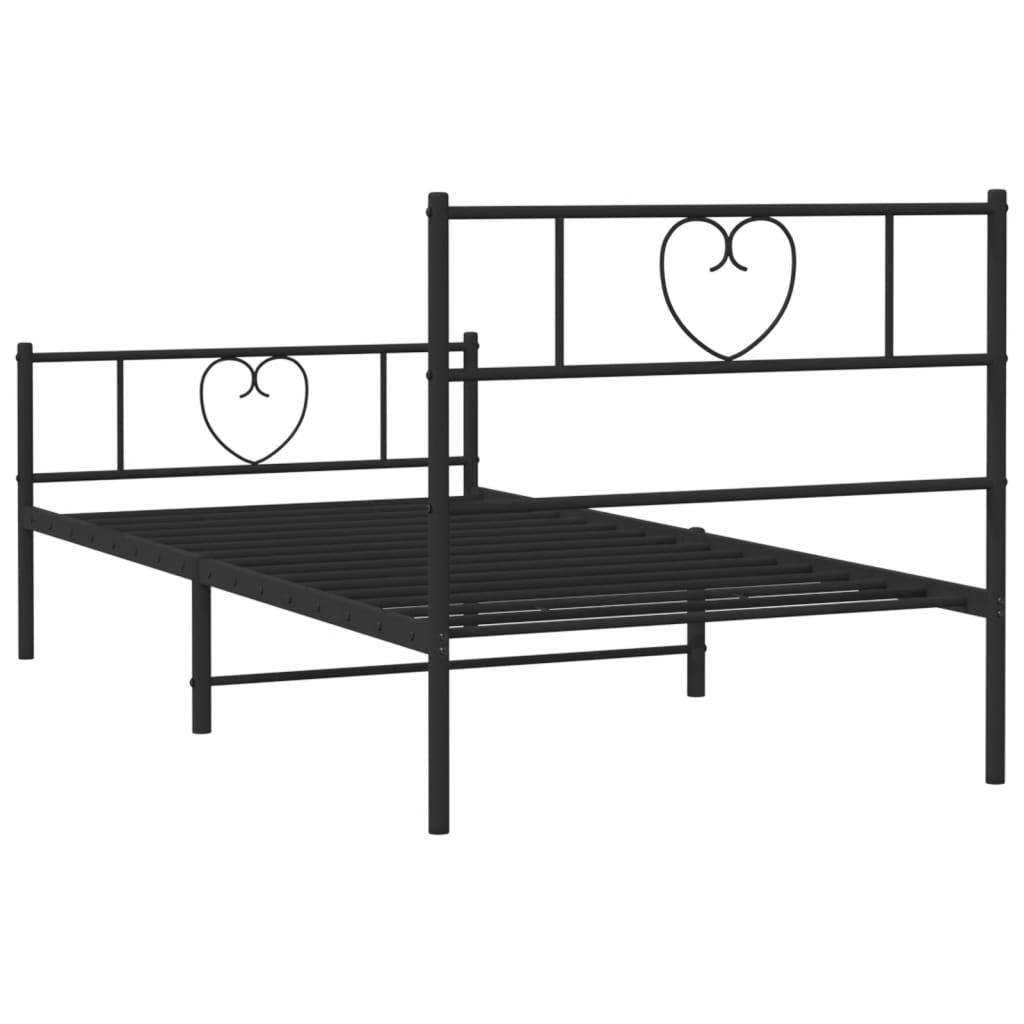 vidaXL Cadre de lit métal sans matelas avec pied de lit noir 90x190 cm