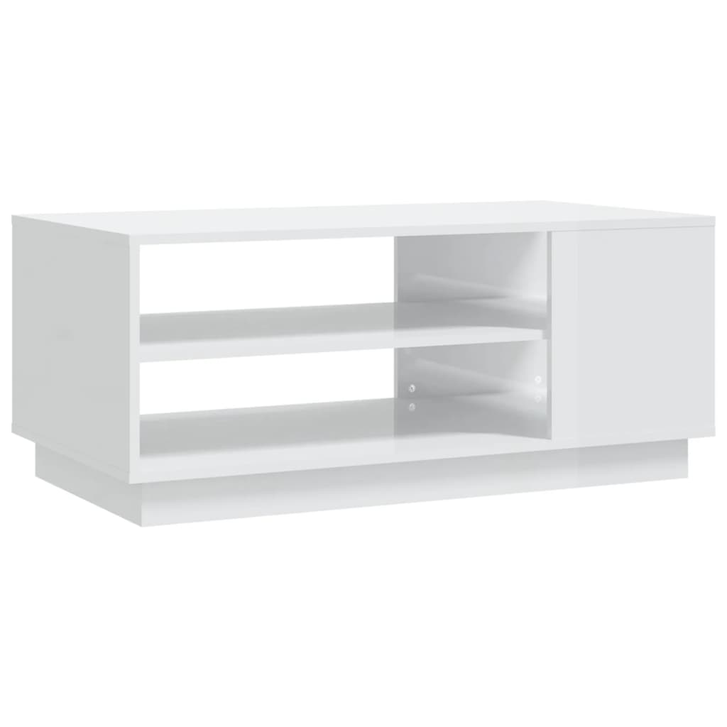 vidaXL Table basse blanc brillant 102x55x43 cm bois d'ingénierie