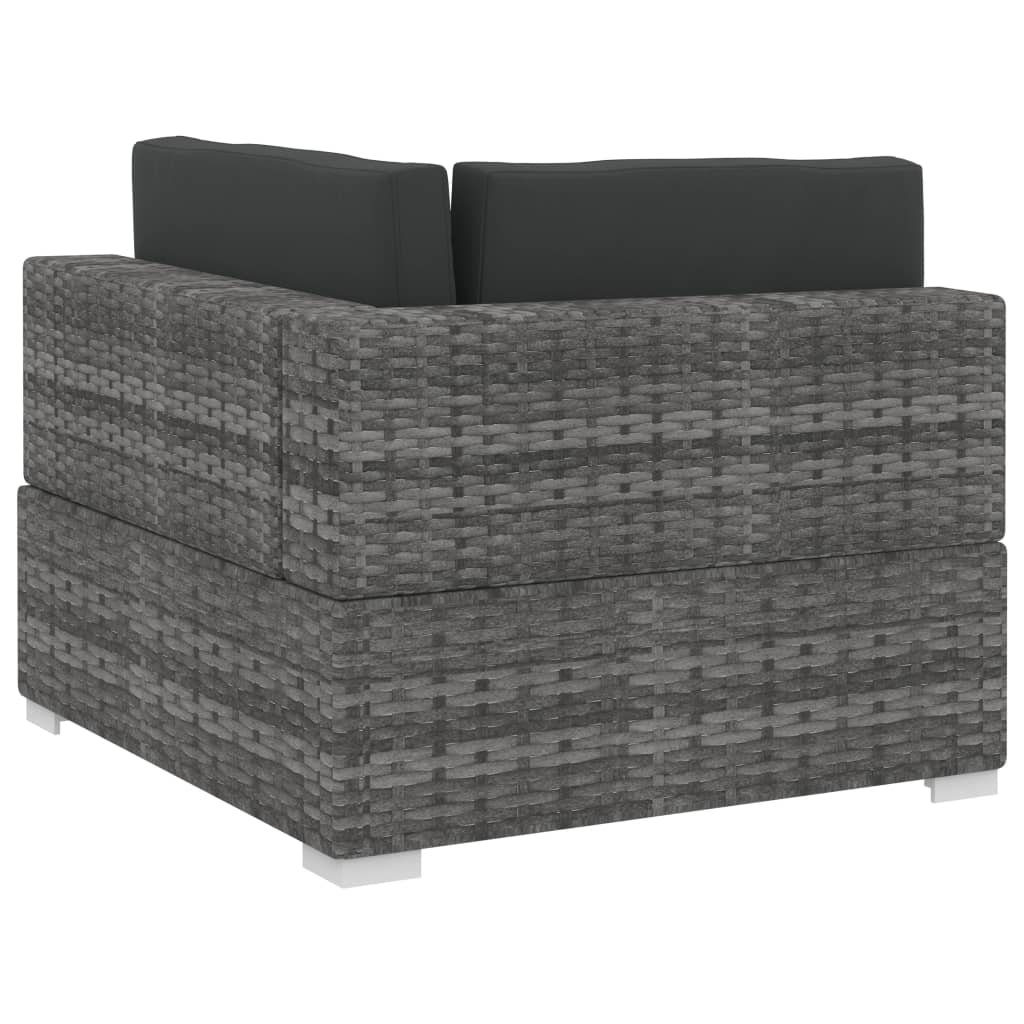 vidaXL Salon de jardin 3 pcs avec coussins Résine tressée Gris