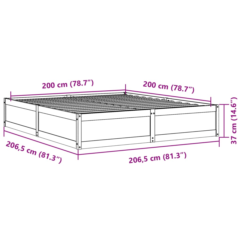 vidaXL Cadre de lit sans matelas 200x200 cm bois massif de pin