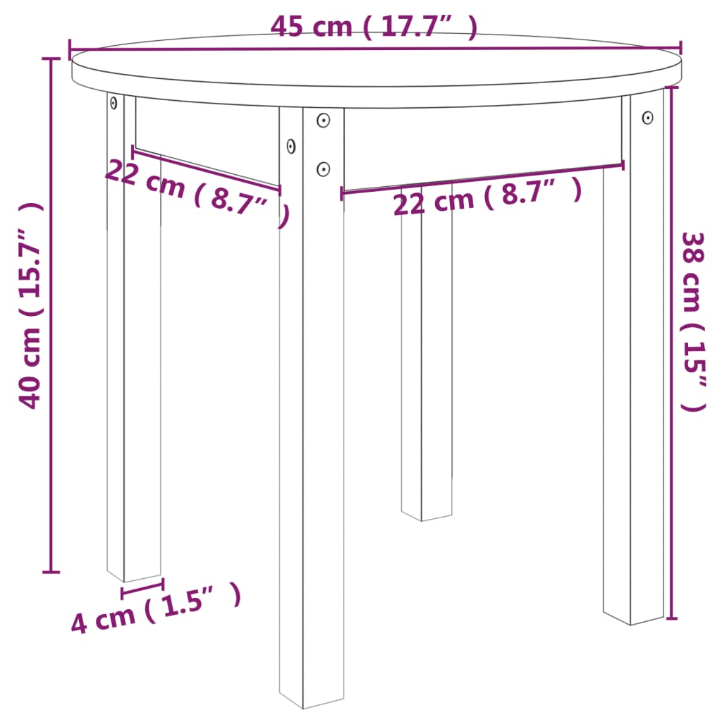 vidaXL Table basse Gris Ø 45x40 cm Bois massif de pin