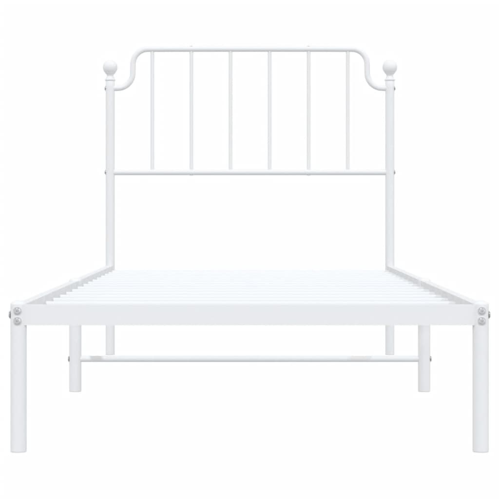 vidaXL Cadre de lit métal sans matelas avec tête de lit blanc 90x200cm