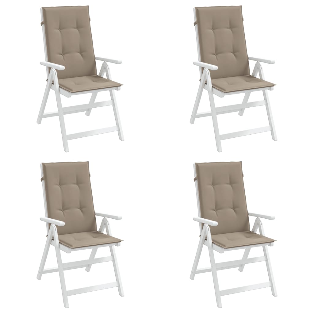 vidaXL Coussins de chaise de jardin dossier haut lot de 4 taupe tissu