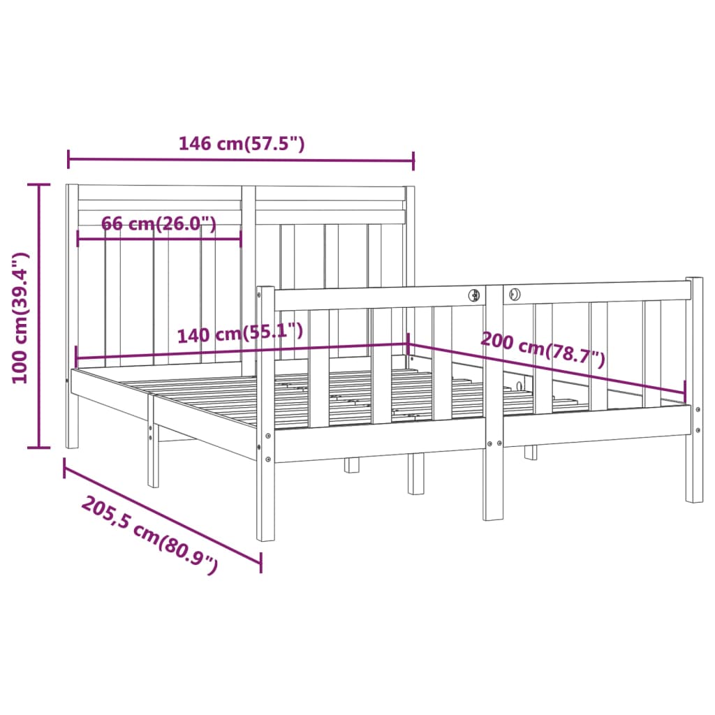 vidaXL Cadre de lit sans matelas bois massif de pin 140x200 cm