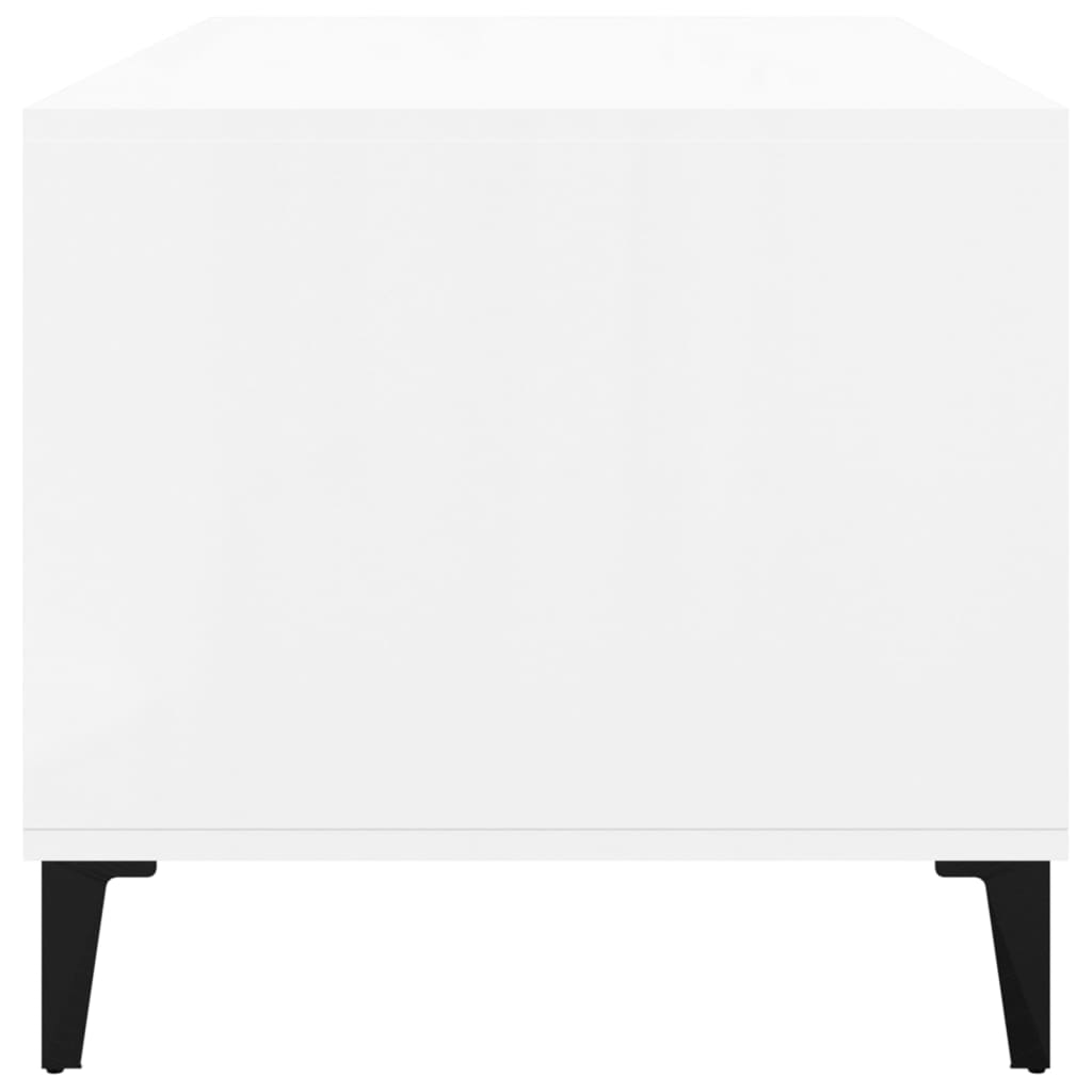 vidaXL Table basse Blanc brillant 90x49x45 cm Bois d'ingénierie